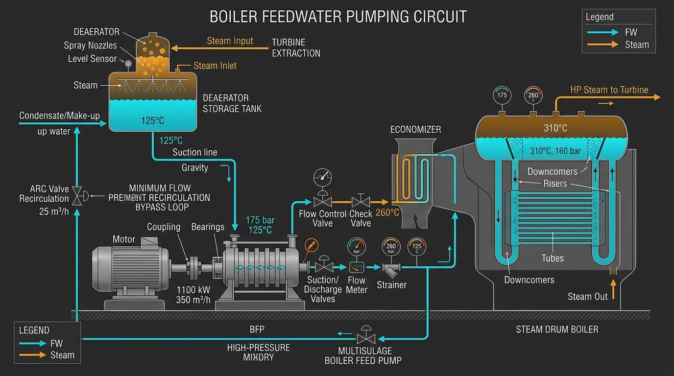 Boiler Feedwater Pump Sizing & Working Principles: Operating Pressures, Deaerators & ASME Standards