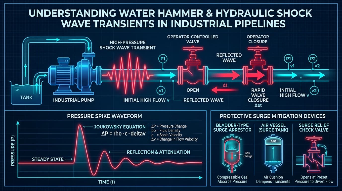 Water Hammer and Pressure Transients in Pumping Systems: Causes, Joukowsky Equation & Prevention
